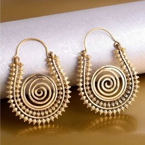 Gold Spiral Hoop Earrings